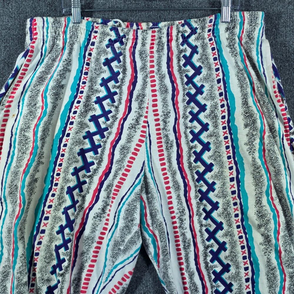 VTG 80s Pacific Heat Pants Large Geometric Beach Surf Joggers Baggy‎ Hammer Gym